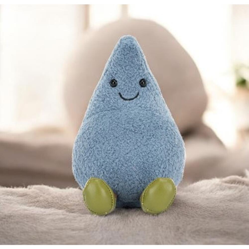 Jellycat Amuseables Happy Raindrop Plush NWT w Bag Cute Blue Toy
